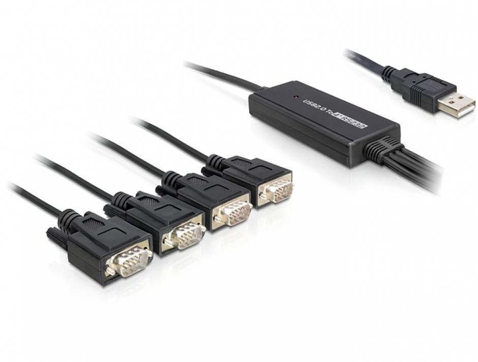 Imagine Cablu USB la 4 x Serial RS232 FTDI 1.4m, Delock 61887