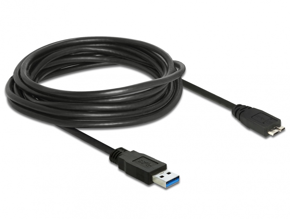Imagine Cablu USB 3.0 la micro USB-B 5m Negru, Delock 85076