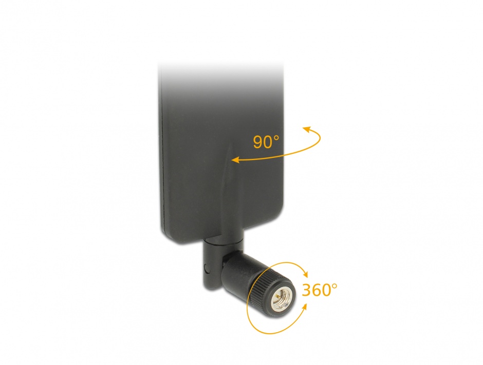 Imagine Antena LTE rotabila omnidirectionala SMA plug 2 dBi neagra, Delock 89604