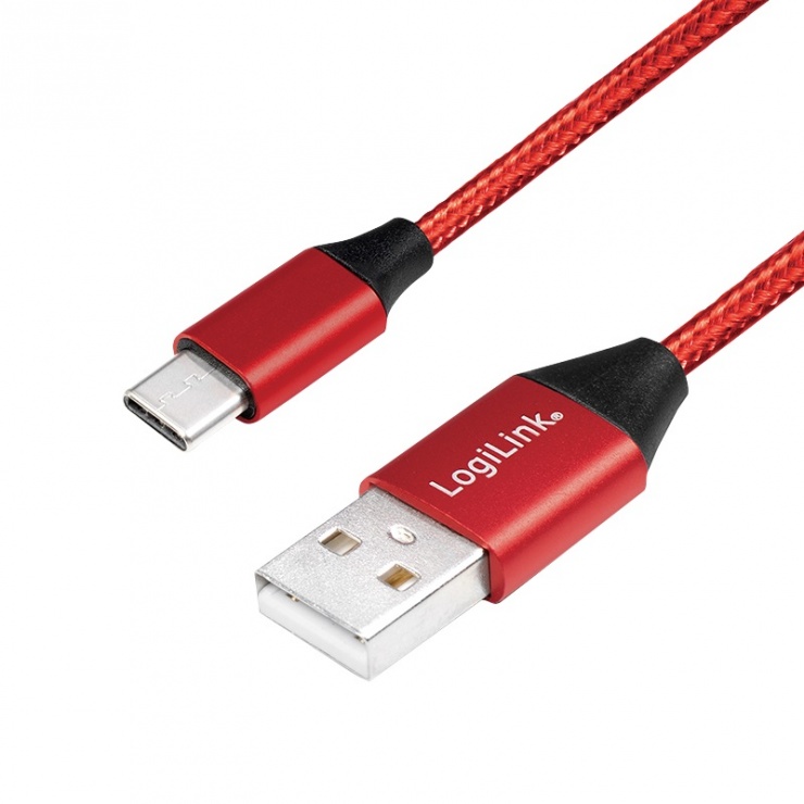 Imagine Cablu USB 2.0 la USB-C T-T 1m Rosu, Logilink CU0148
