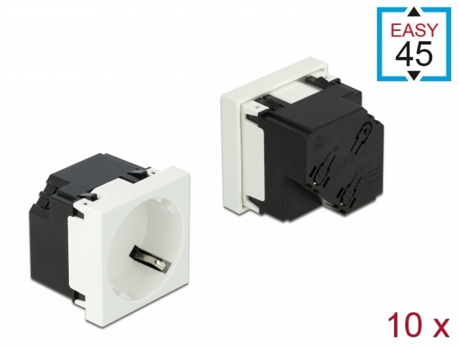 Imagine Set 10 prize pentru carcasa Easy 45 Alb 45 x 45 mm, Delock 81321