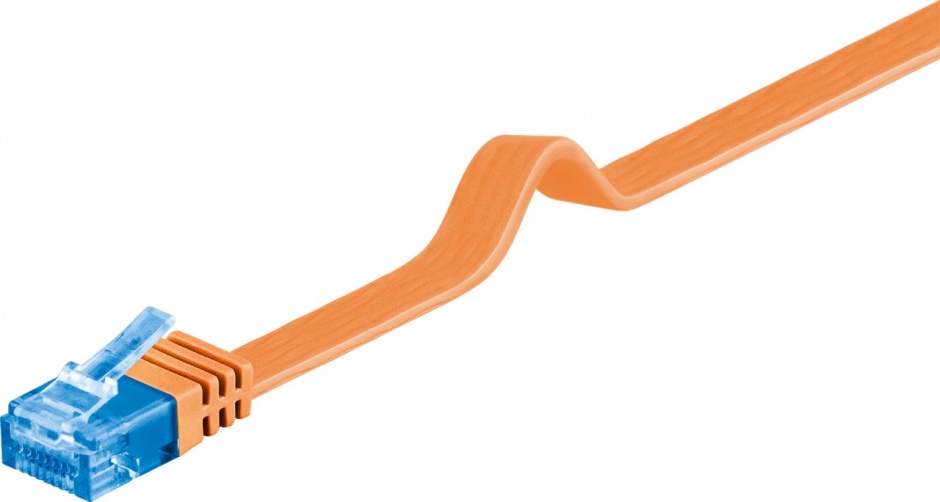 Imagine Cablu de retea RJ45 CAT 6A flat UTP 1m Orange, Goobay 96310