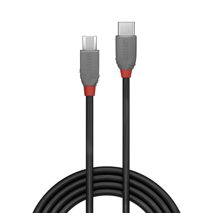 Imagine Cablu USB 2.0 tip C la micro USB-B T-T 1m Anthra Line, Lindy L36891