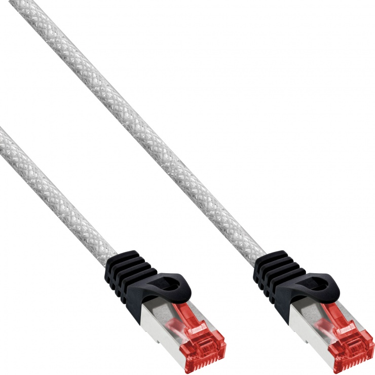 Imagine Cablu de retea RJ45 S/FTP PiMF Cat.6 0.25m Transparent, InLine IL76422T