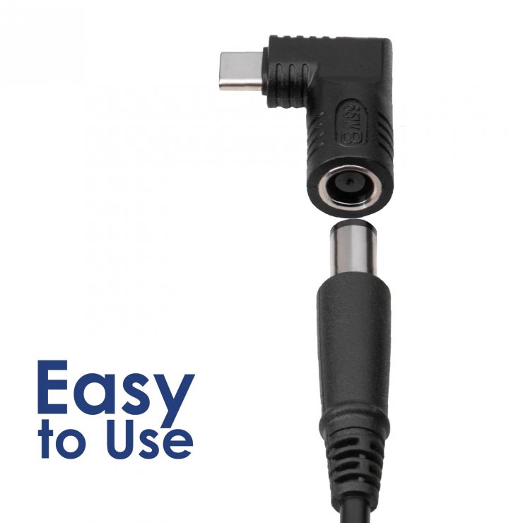 Imagine Adaptor USB type C la DC 2.5 x 0.7mm 65W T-M, Akyga AK-ND-D15
