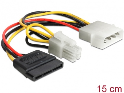Cablu de alimentare Molex la SATA 15 pini + P4 15cm, Delock 60127