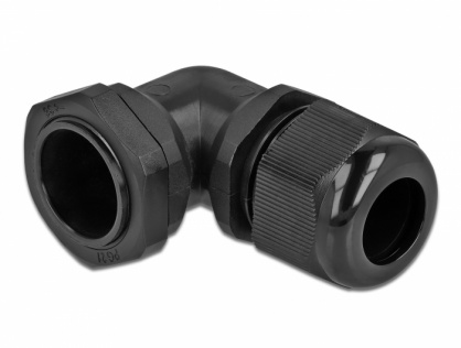 Garnitura de etansare a cablului PG21 unghi 90 grade Negru, Delock 60335