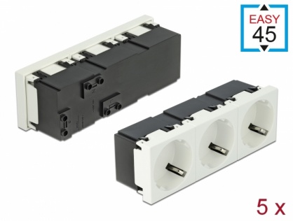 Set 5 prize triple pentru carcasa Easy 45 Alb 45 x 45 mm, Delock 81323