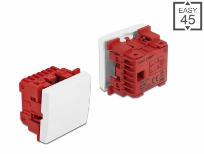 Intrerupator cu 1 buton Easy 45 - 45 x 45 mm alb, Delock 81360