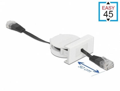 Modul Easy 45 cu cablu retractabil RJ45 Cat.5e Negru, Delock 81361