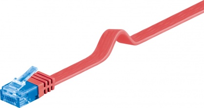 Cablu de retea RJ45 CAT 6A flat UTP 5m Rosu, Goobay 96344