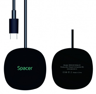 Incarcator wireless iPhone Quick Charge 15W USB type C, Spacer SPAR-WCHGQ-02